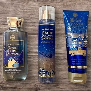 Bath and Body Works Frosted Coconut Snowball 3 Piece Set